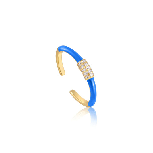 Ania Haie Neon Blue Enamel Carabiner Adjustable Ring