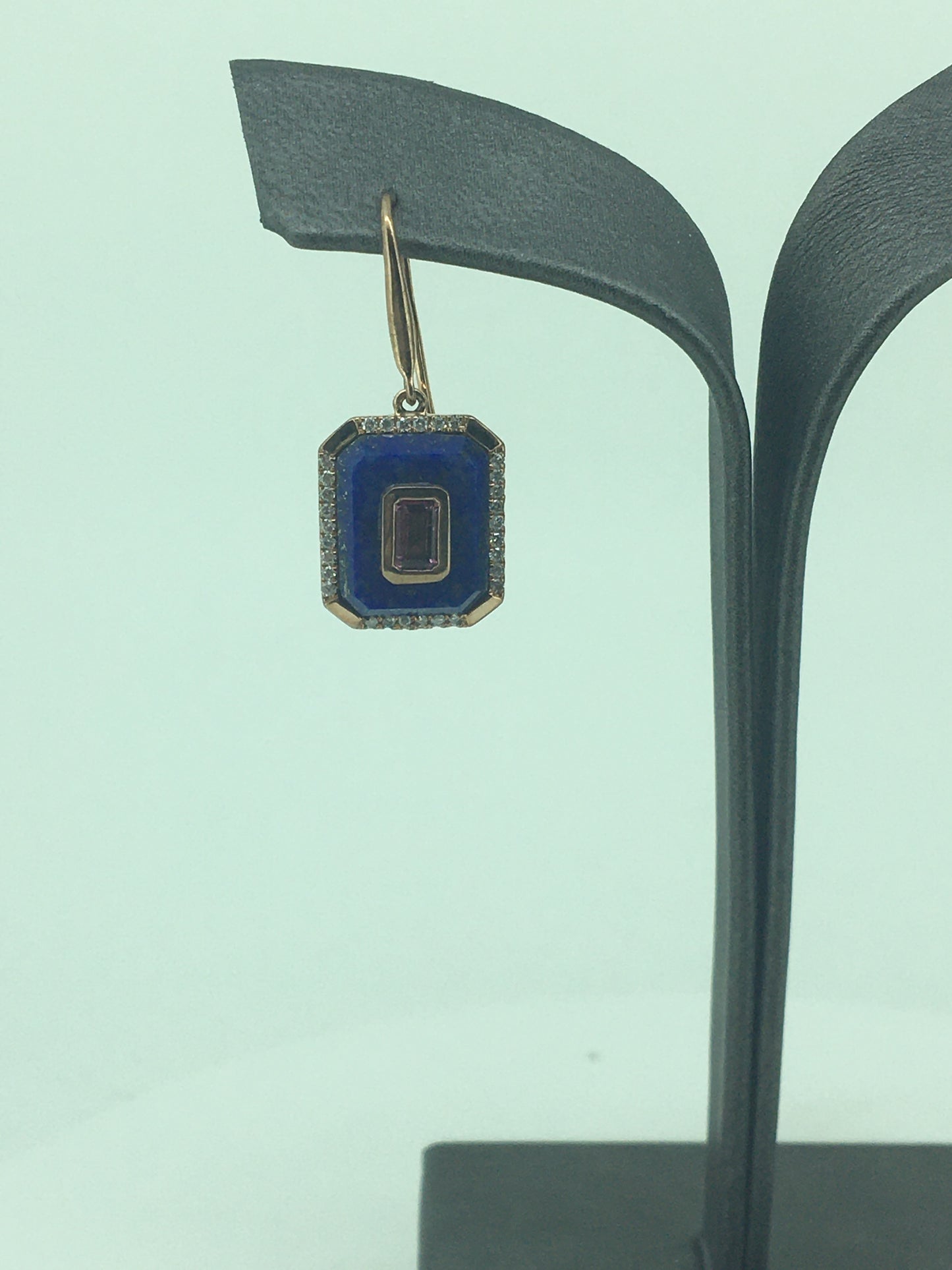 9ct Rose Gold Lapis, Pink Tourmaline & Diamond Drops