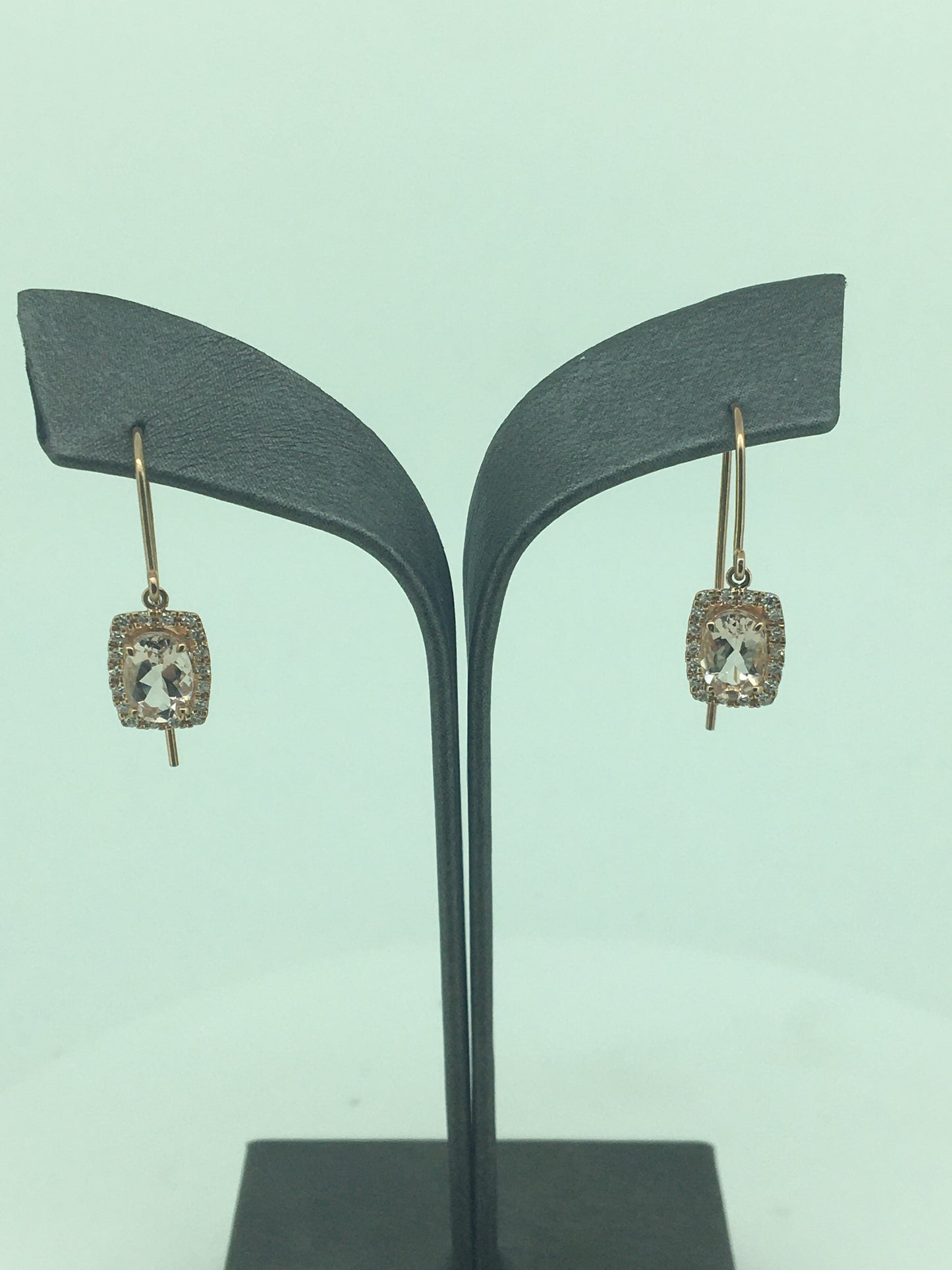 9ct Rose Gold Morganite & Diamond Drops