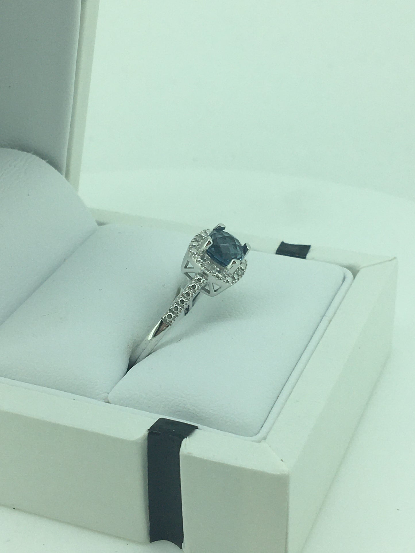 9ct White Gold Topaz & Diamond Ring
