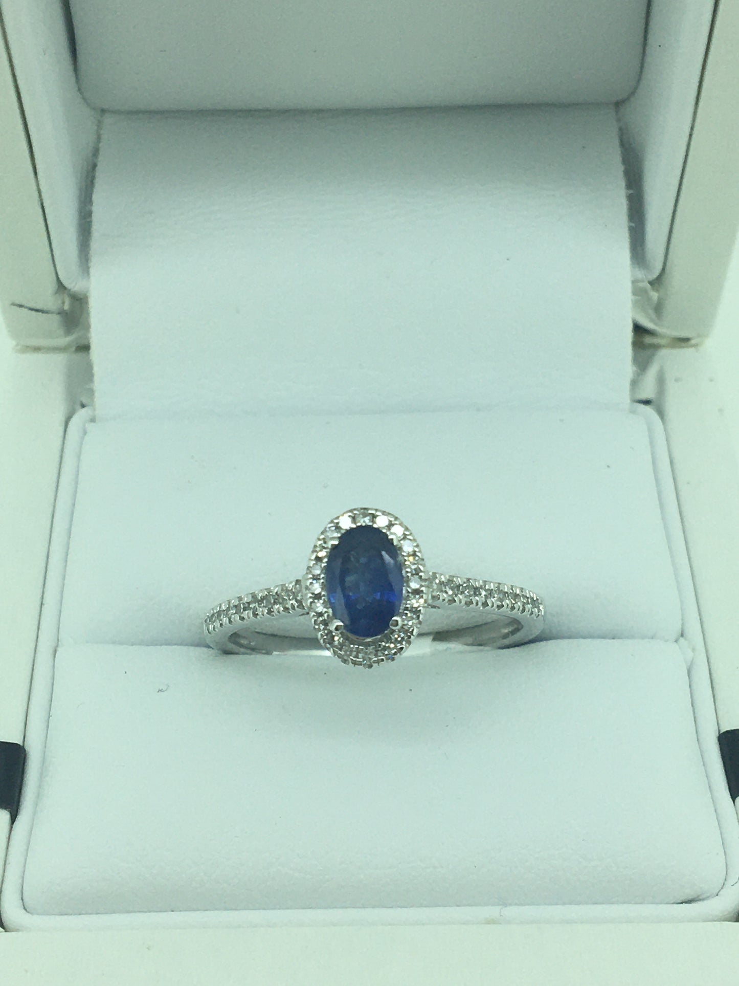 9ct White Gold Sapphire & Diamond Ring