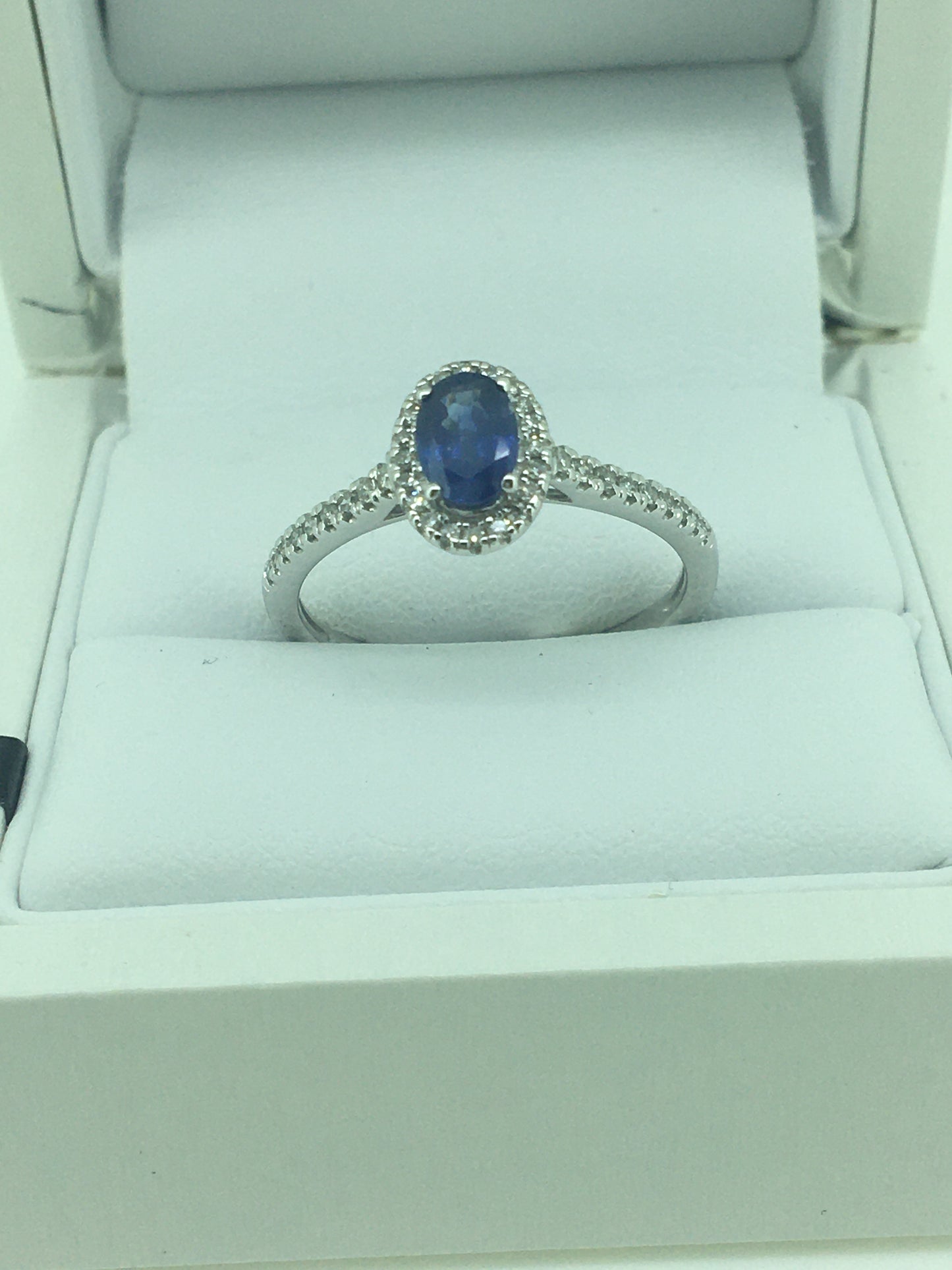 9ct White Gold Sapphire & Diamond Ring