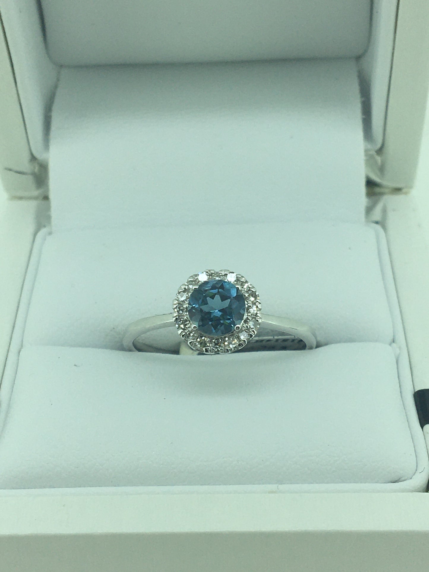 9ct White Gold Topaz & Diamond Ring