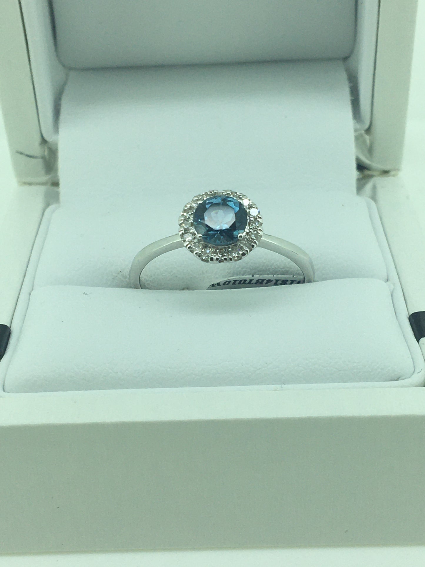 9ct White Gold Topaz & Diamond Ring