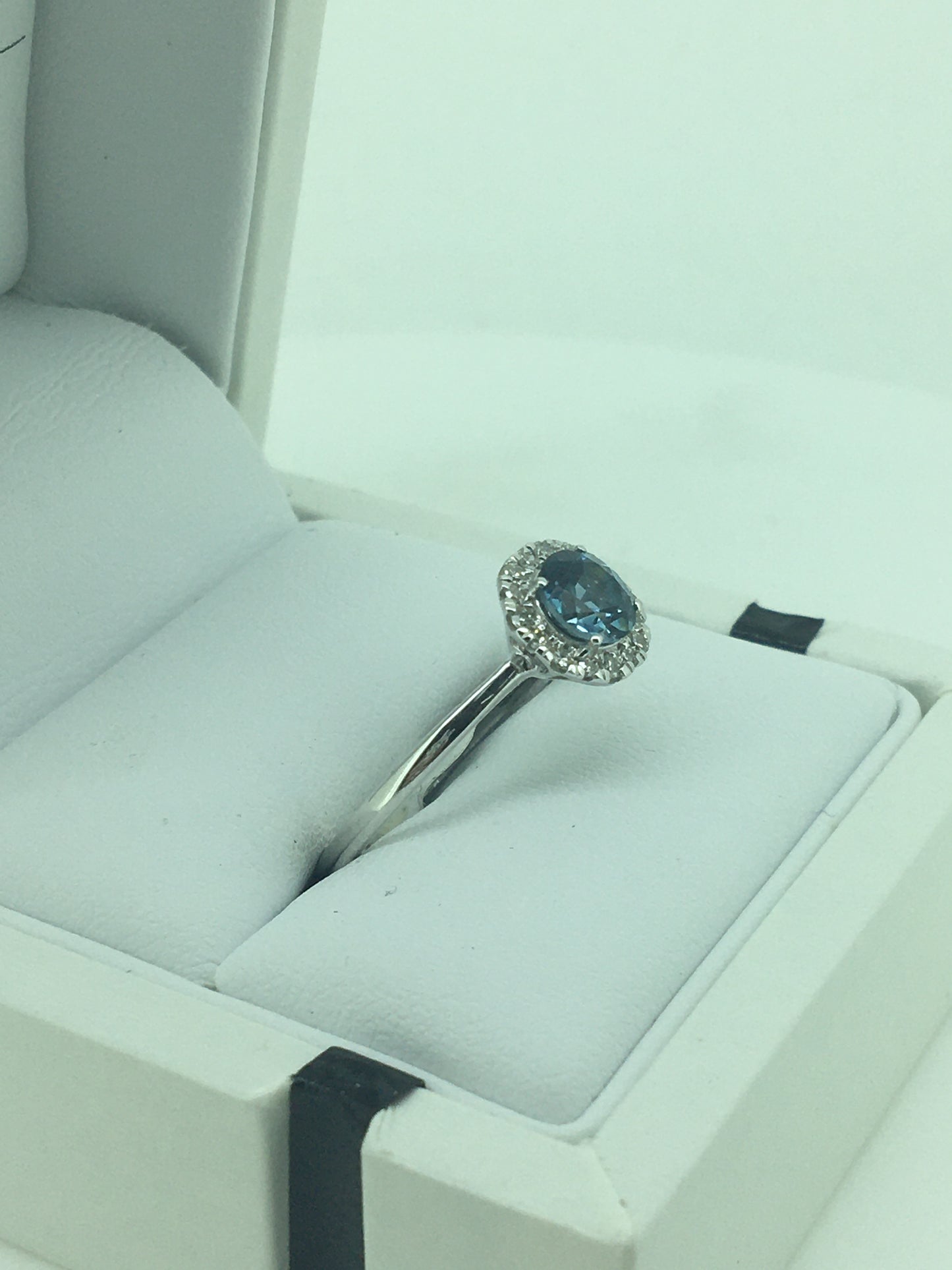 9ct White Gold Topaz & Diamond Ring