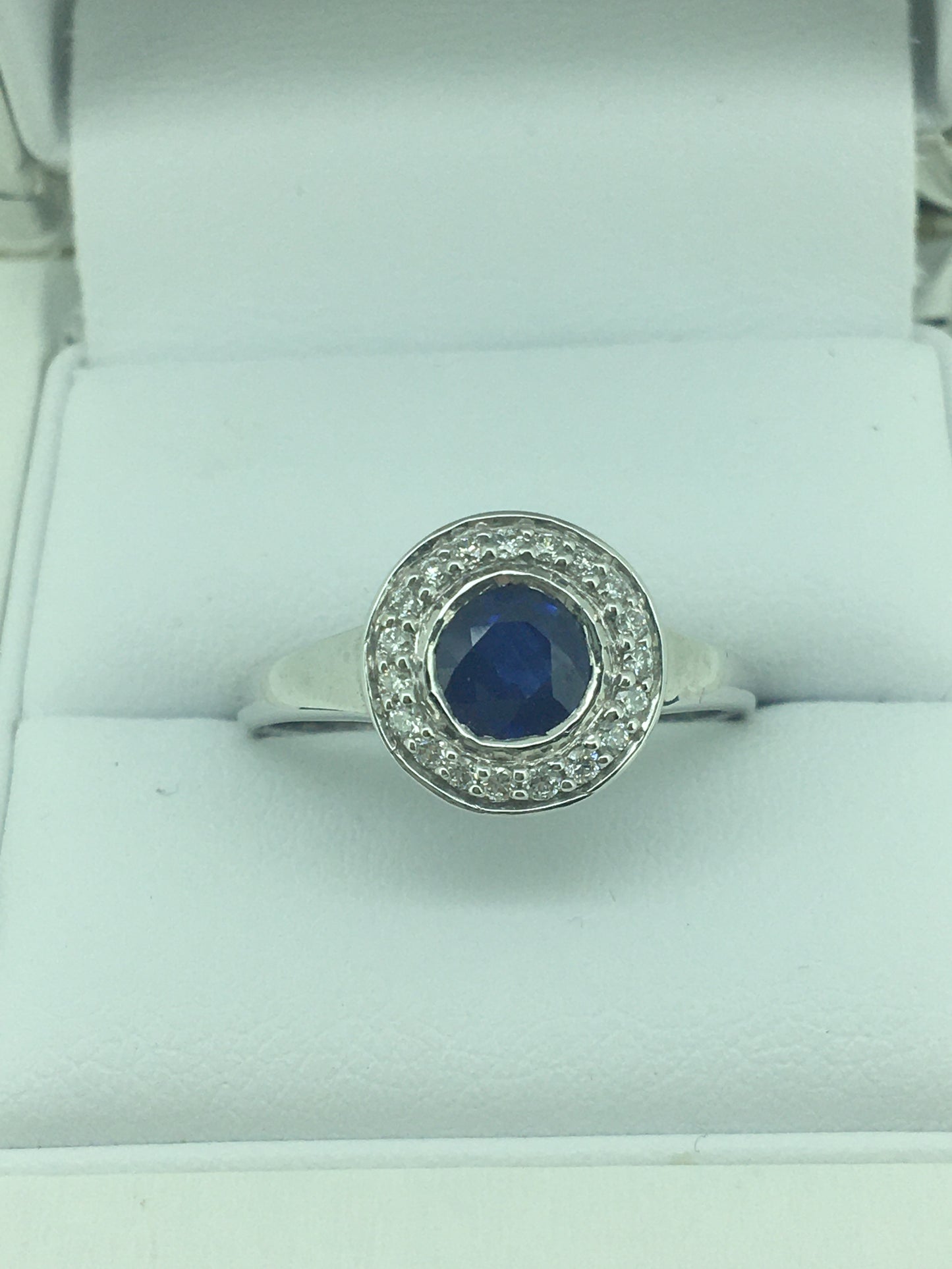 9ct White Gold Sapphire & Diamond Ring