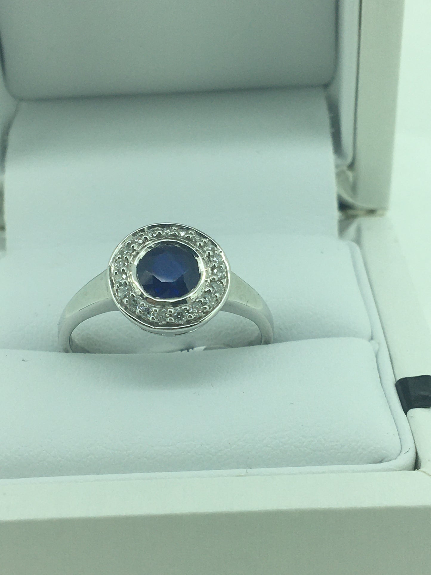 9ct White Gold Sapphire & Diamond Ring