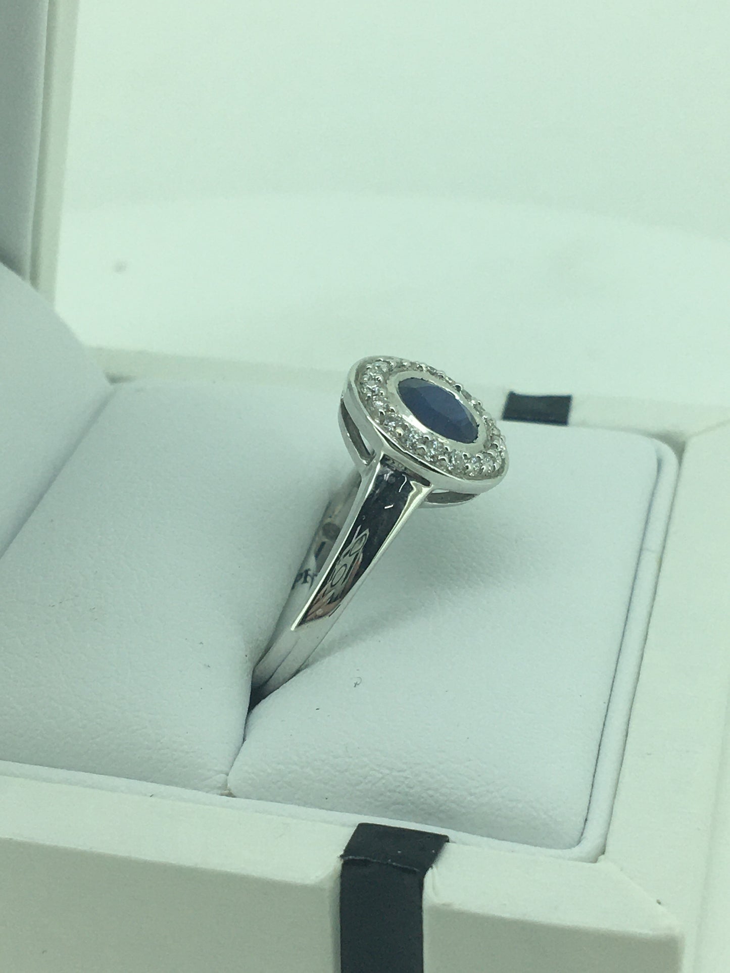 9ct White Gold Sapphire & Diamond Ring