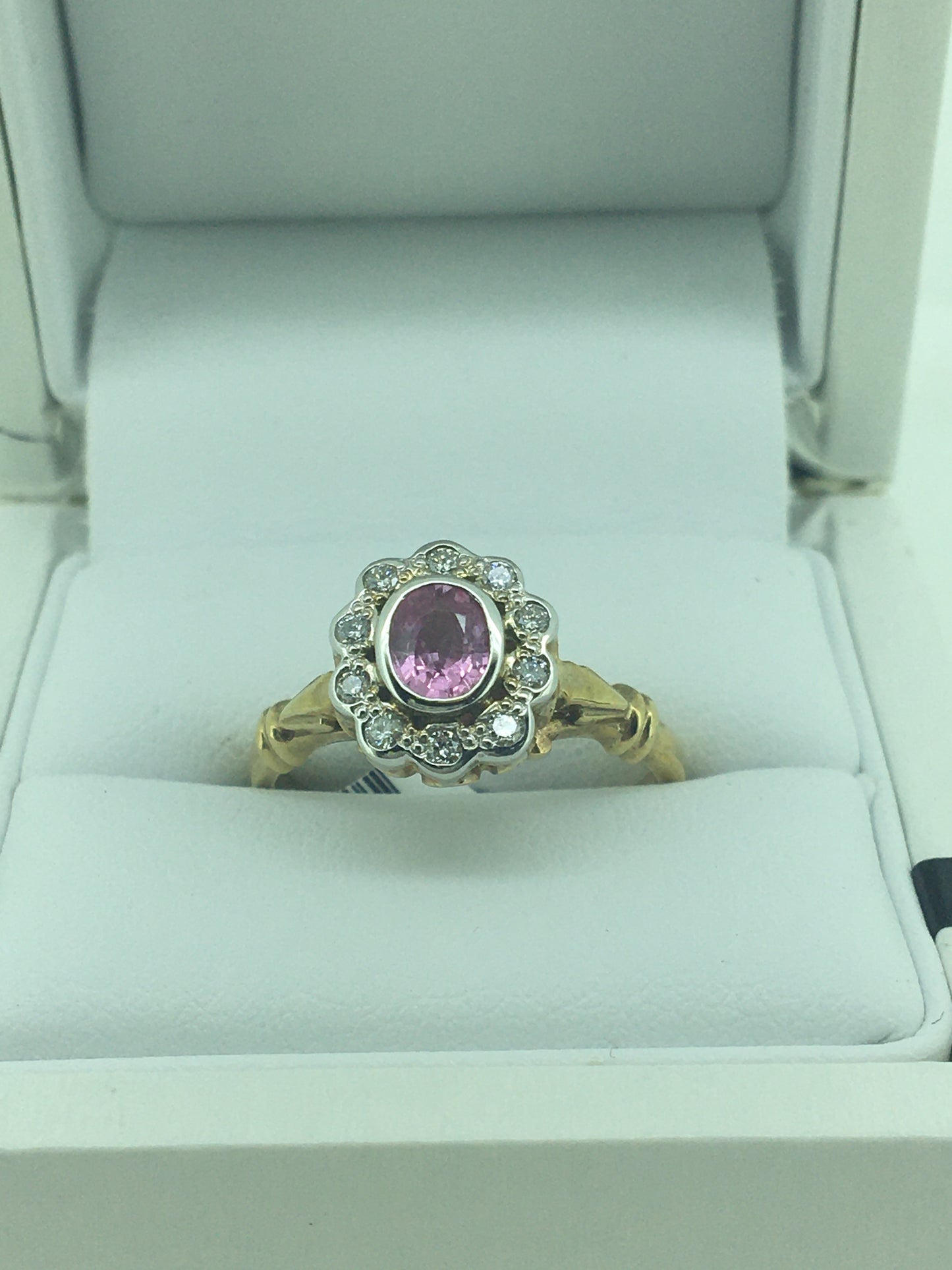 9ct Yellow Gold Pink Sapphire & Diamond Ring