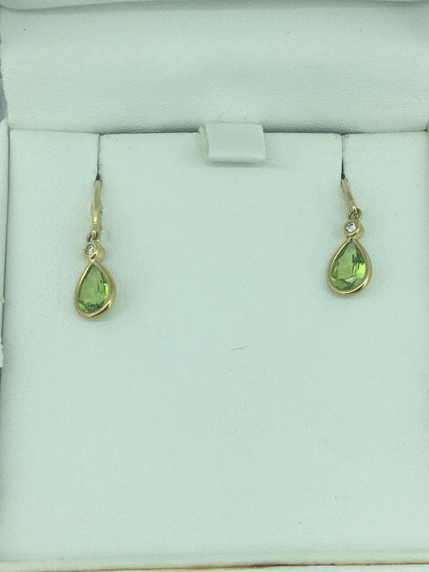 9ct Yellow Gold Peridot & Diamond Drops