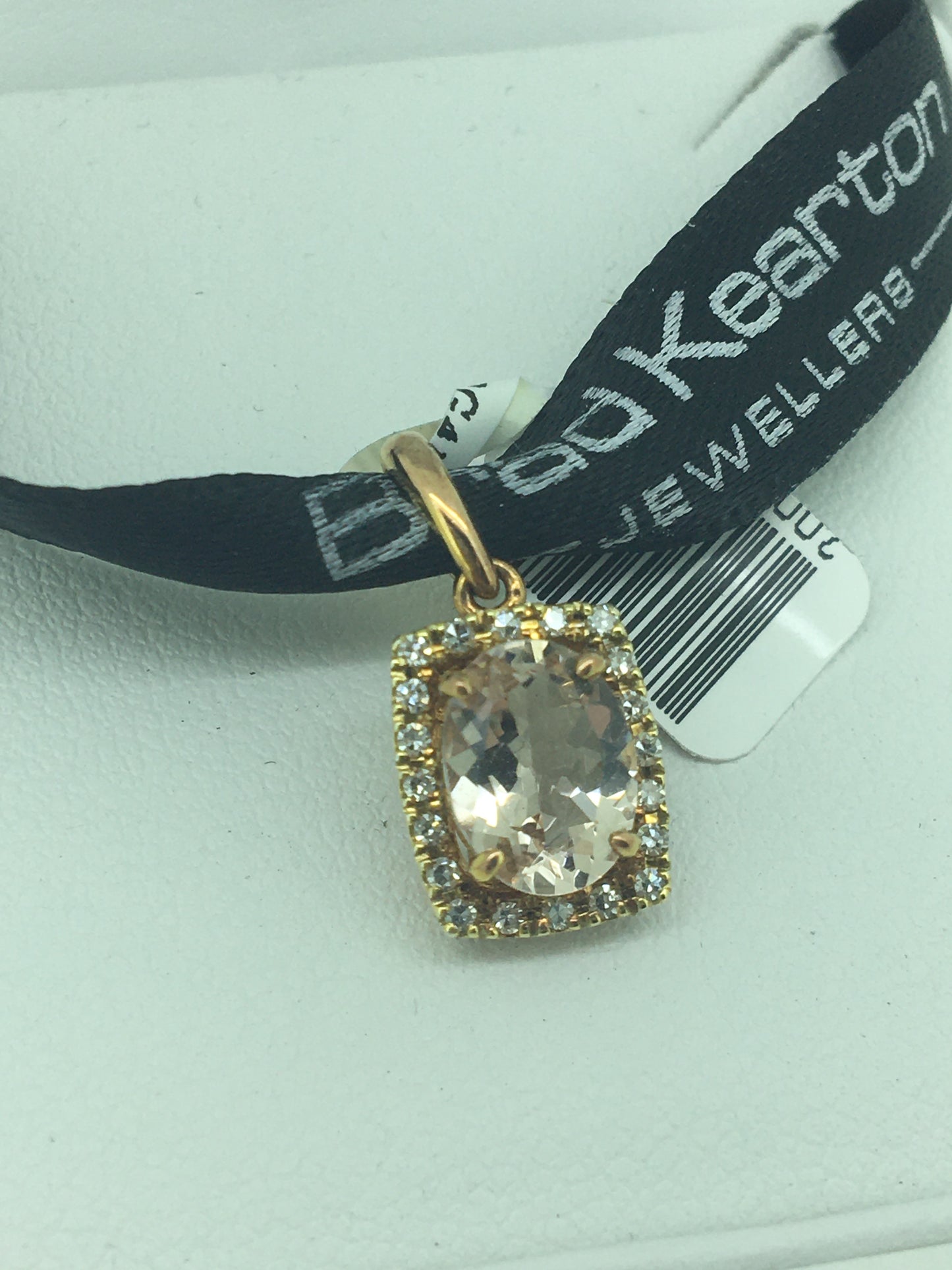 9ct Rose Gold Morganite & Diamond Pendant
