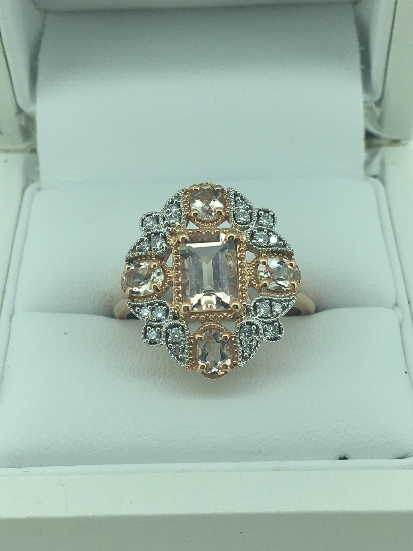 9ct Rose Gold Morganite & Diamond Ring