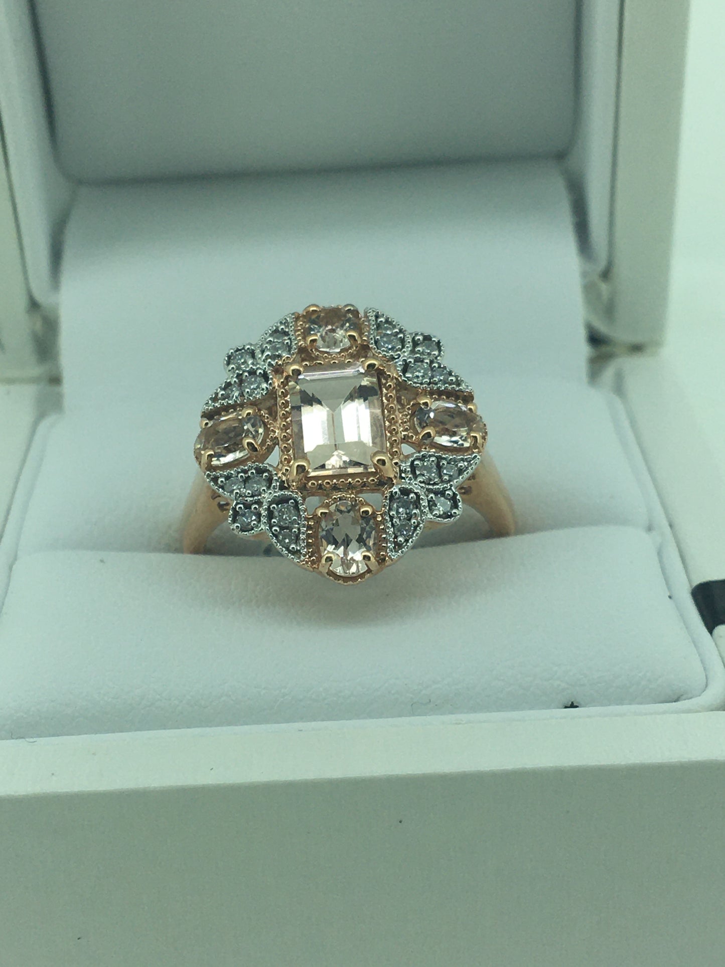 9ct Rose Gold Morganite & Diamond Ring