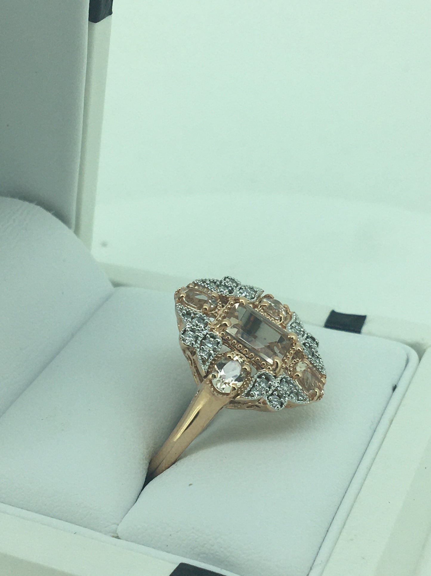9ct Rose Gold Morganite & Diamond Ring