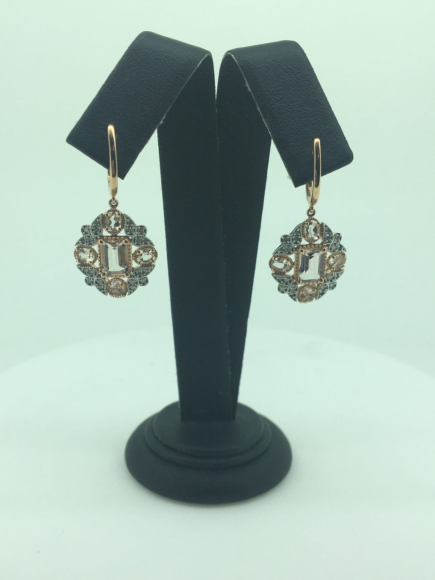 9ct Rose Gold Morganite & Diamond Drops