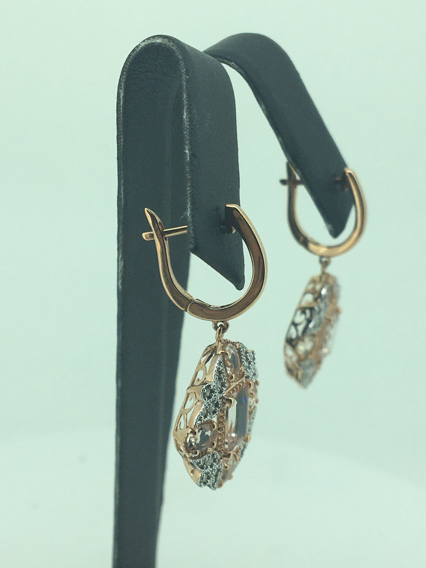 9ct Rose Gold Morganite & Diamond Drops