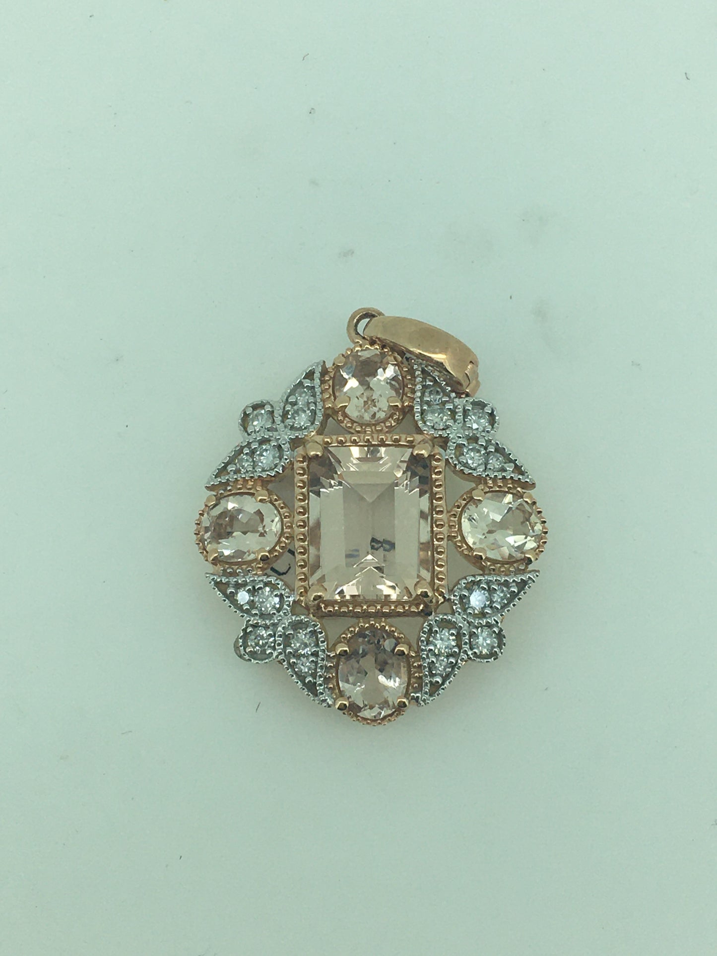 9ct Rose Gold Morganite & Diamond Enhancer