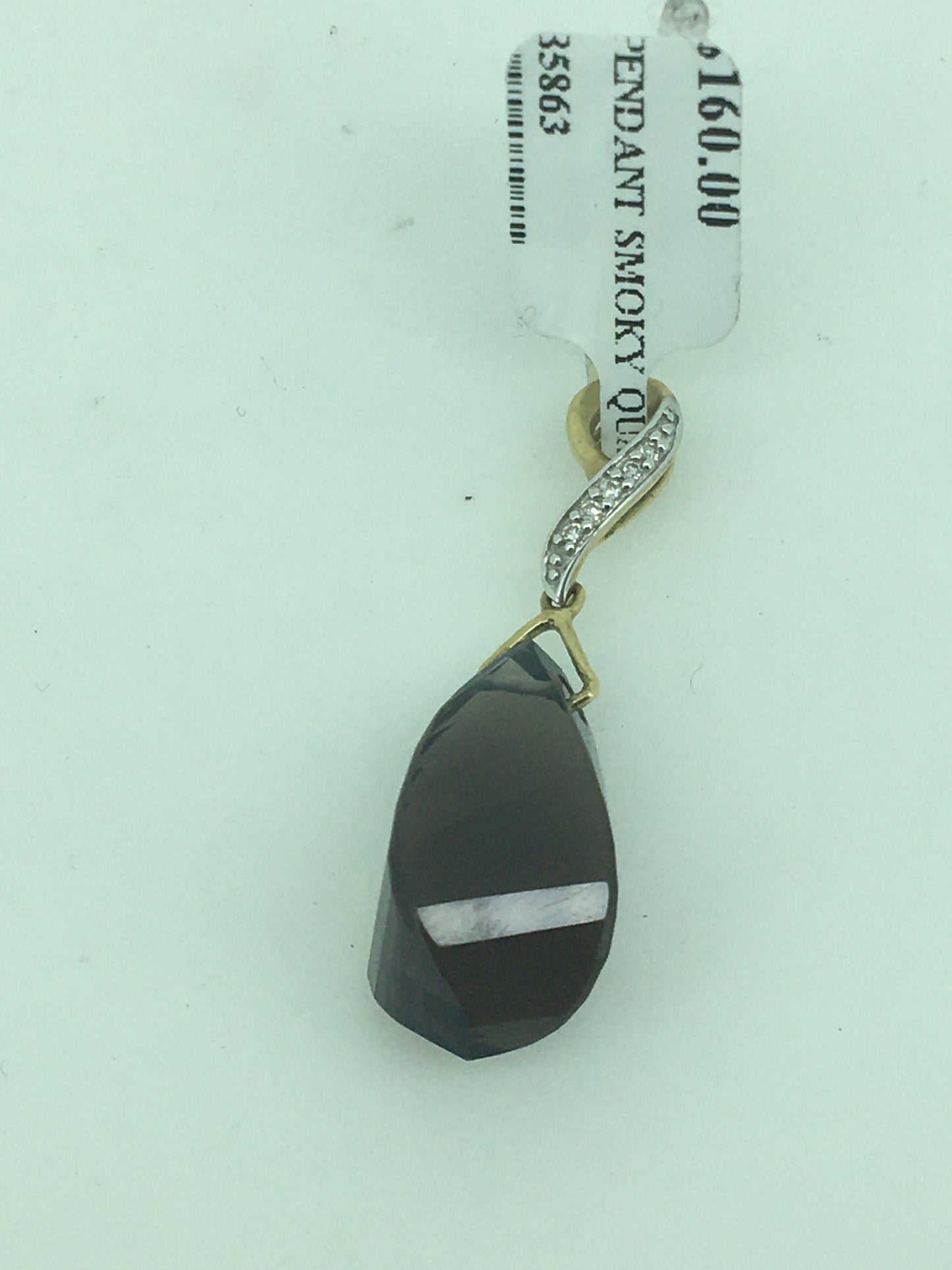 9ct Yellow Gold Smokey Quartz & Diamond Pendant