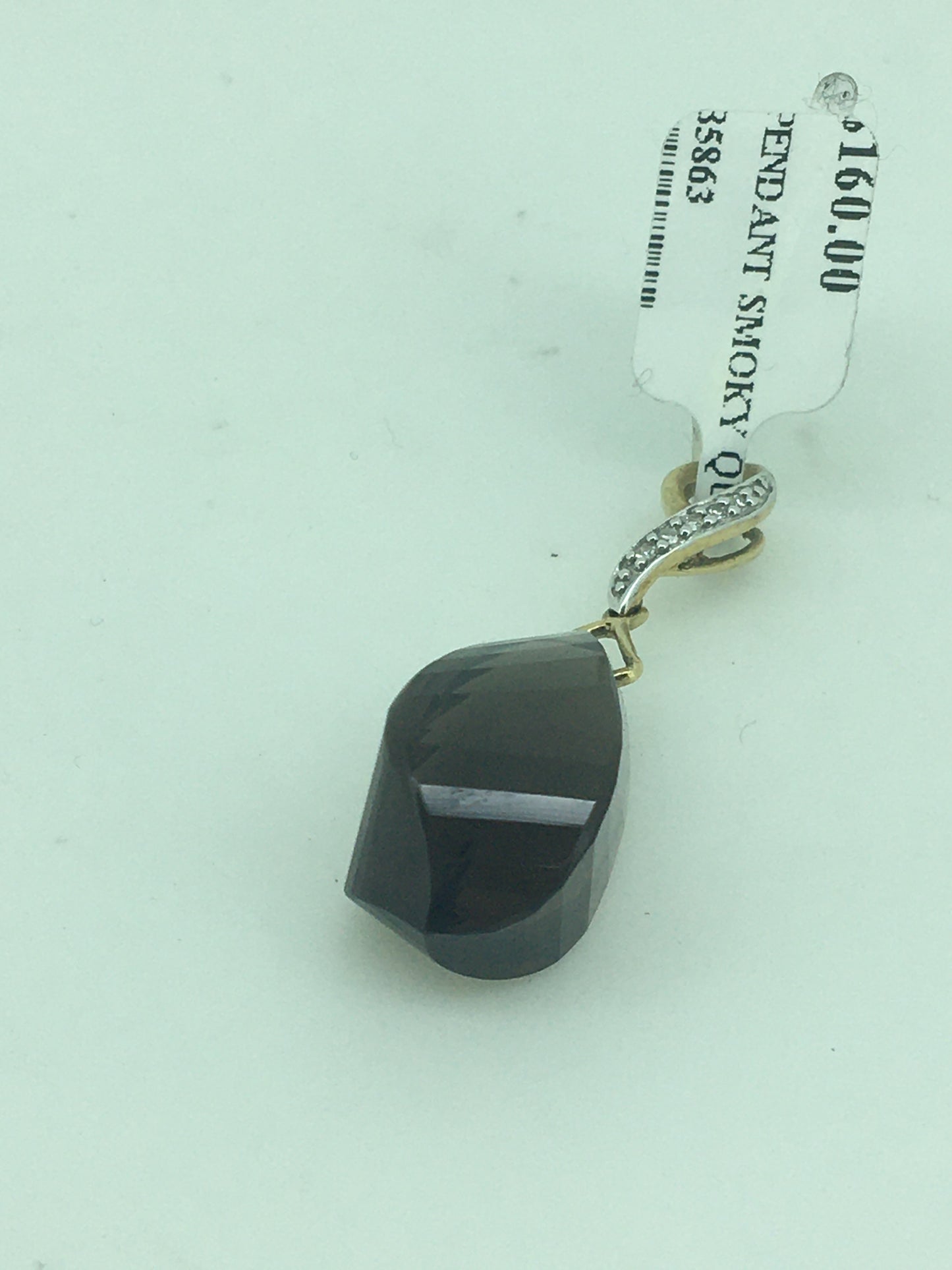 9ct Yellow Gold Smokey Quartz & Diamond Pendant