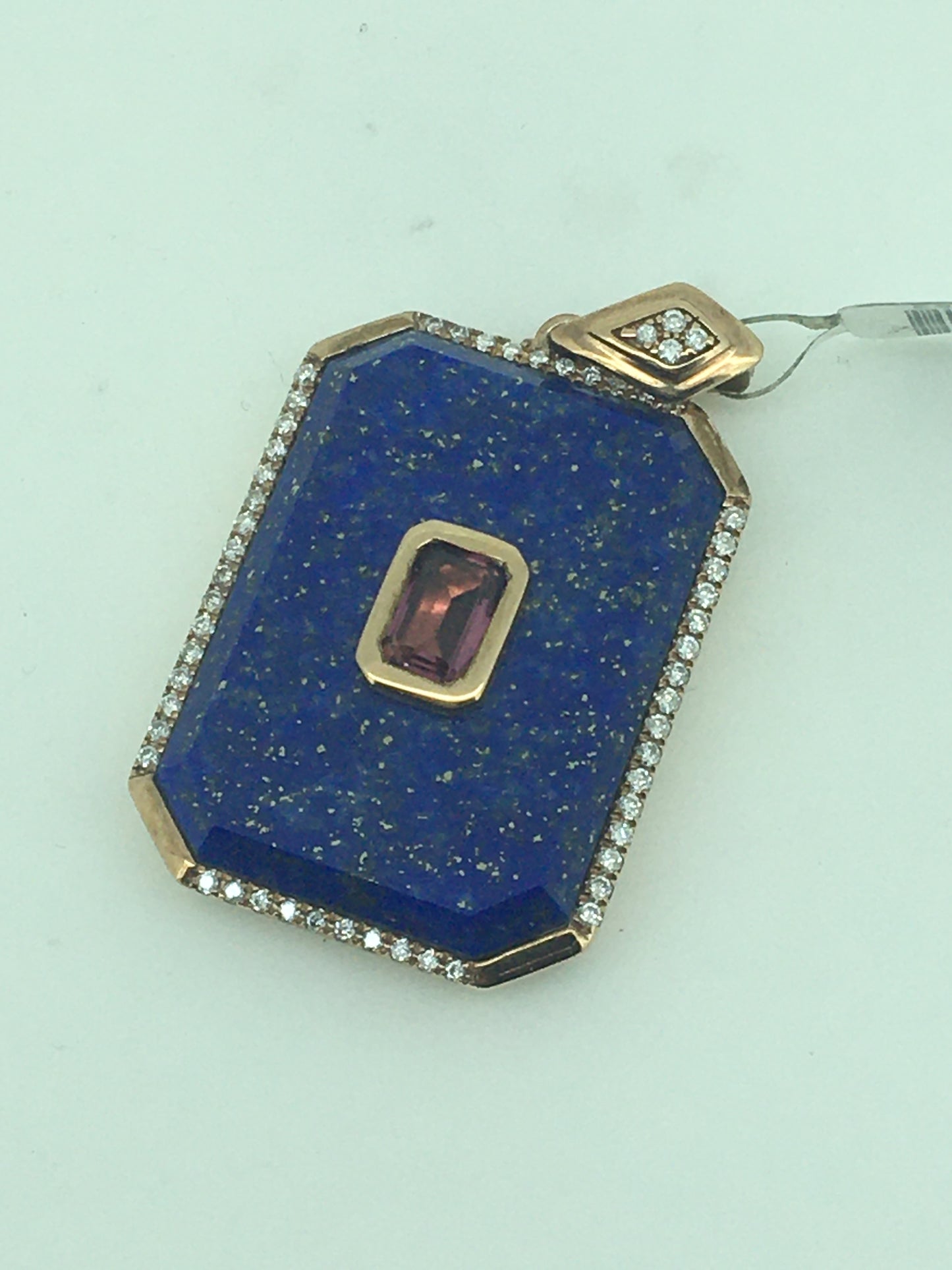 9ct Rose Gold Lapis, Pink Tourmaline & Diamond Enhancer