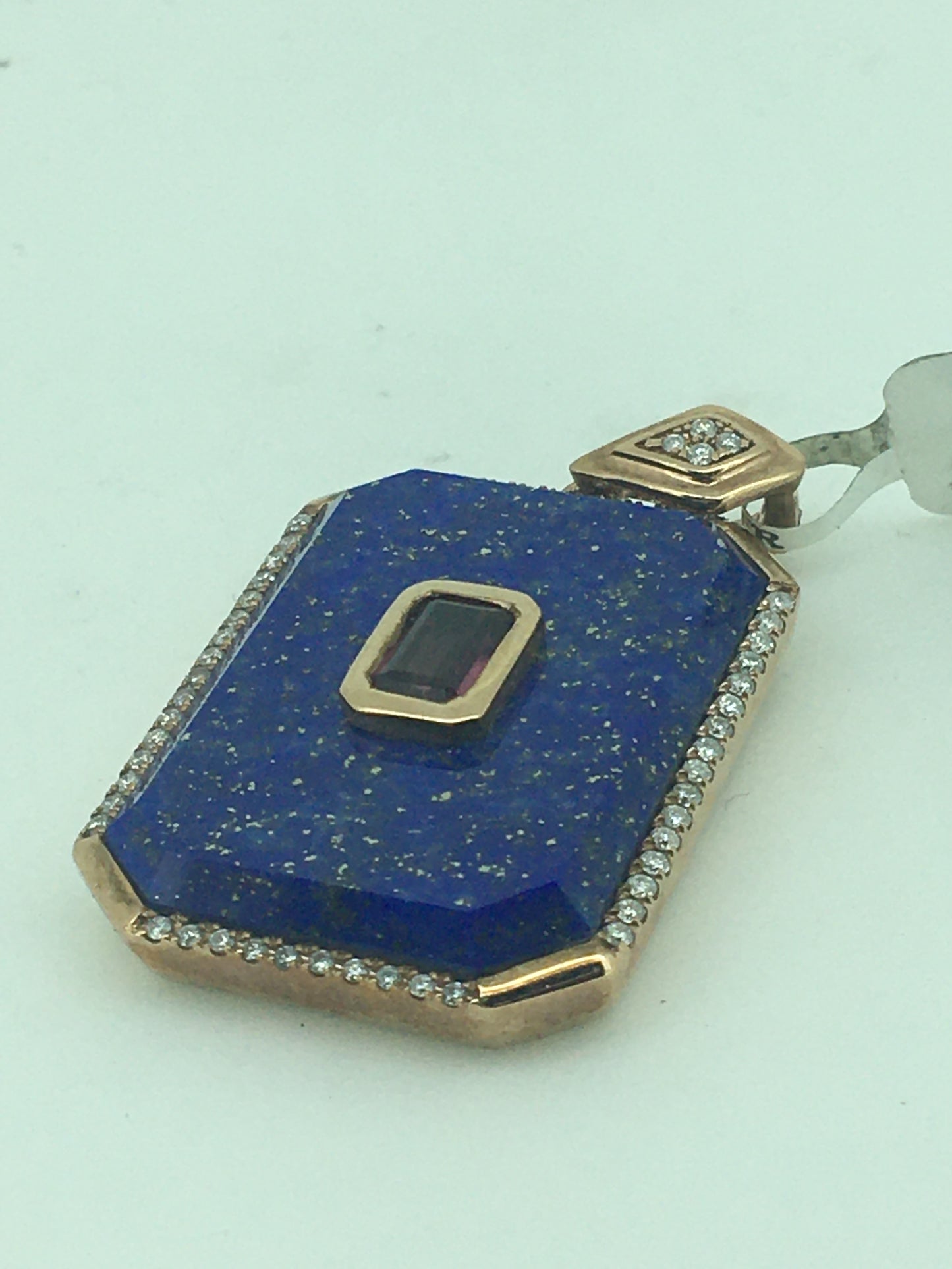 9ct Rose Gold Lapis, Pink Tourmaline & Diamond Enhancer