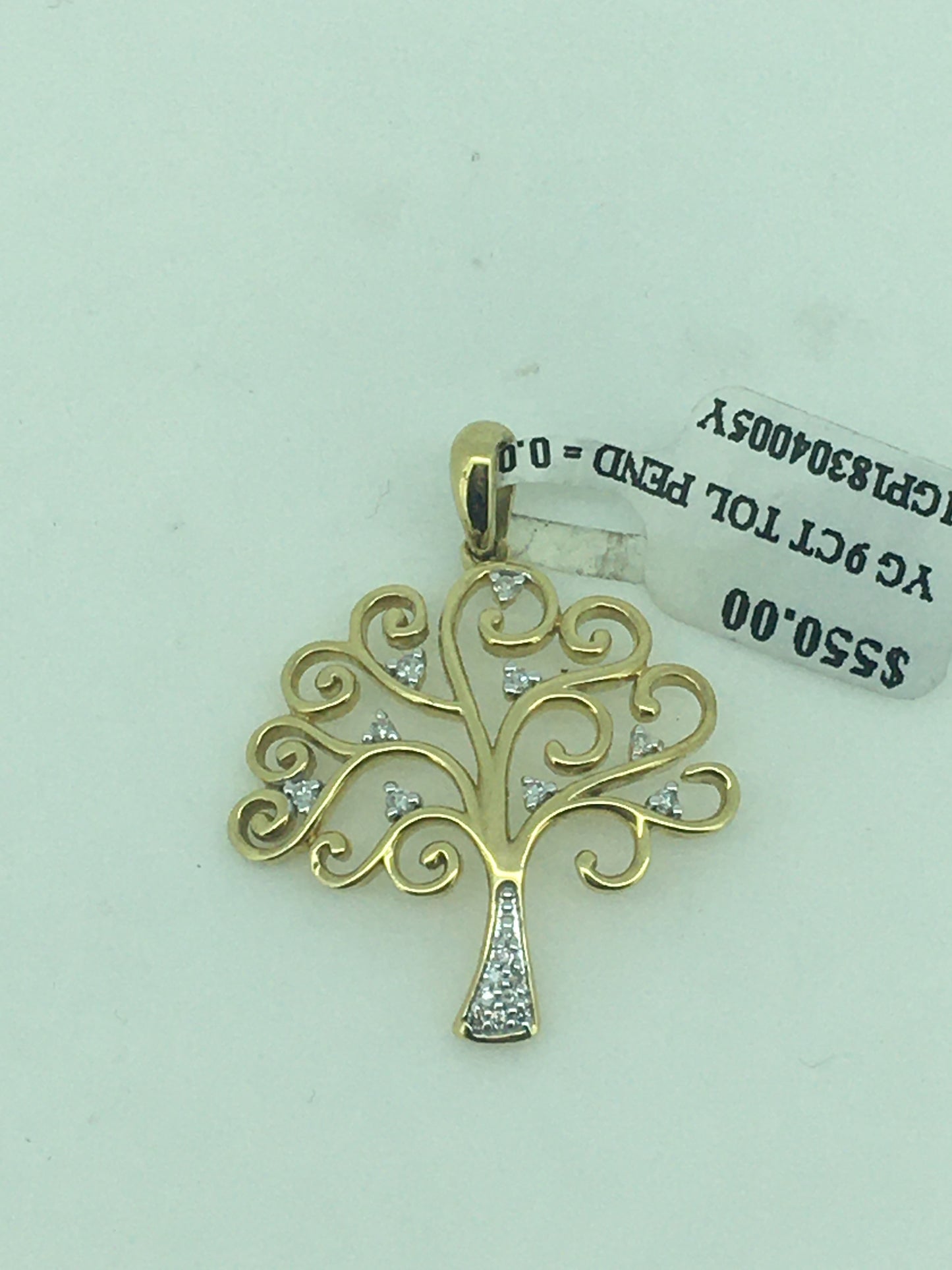 9ct Yellow Gold Diamond Set Tree of Life Pendant