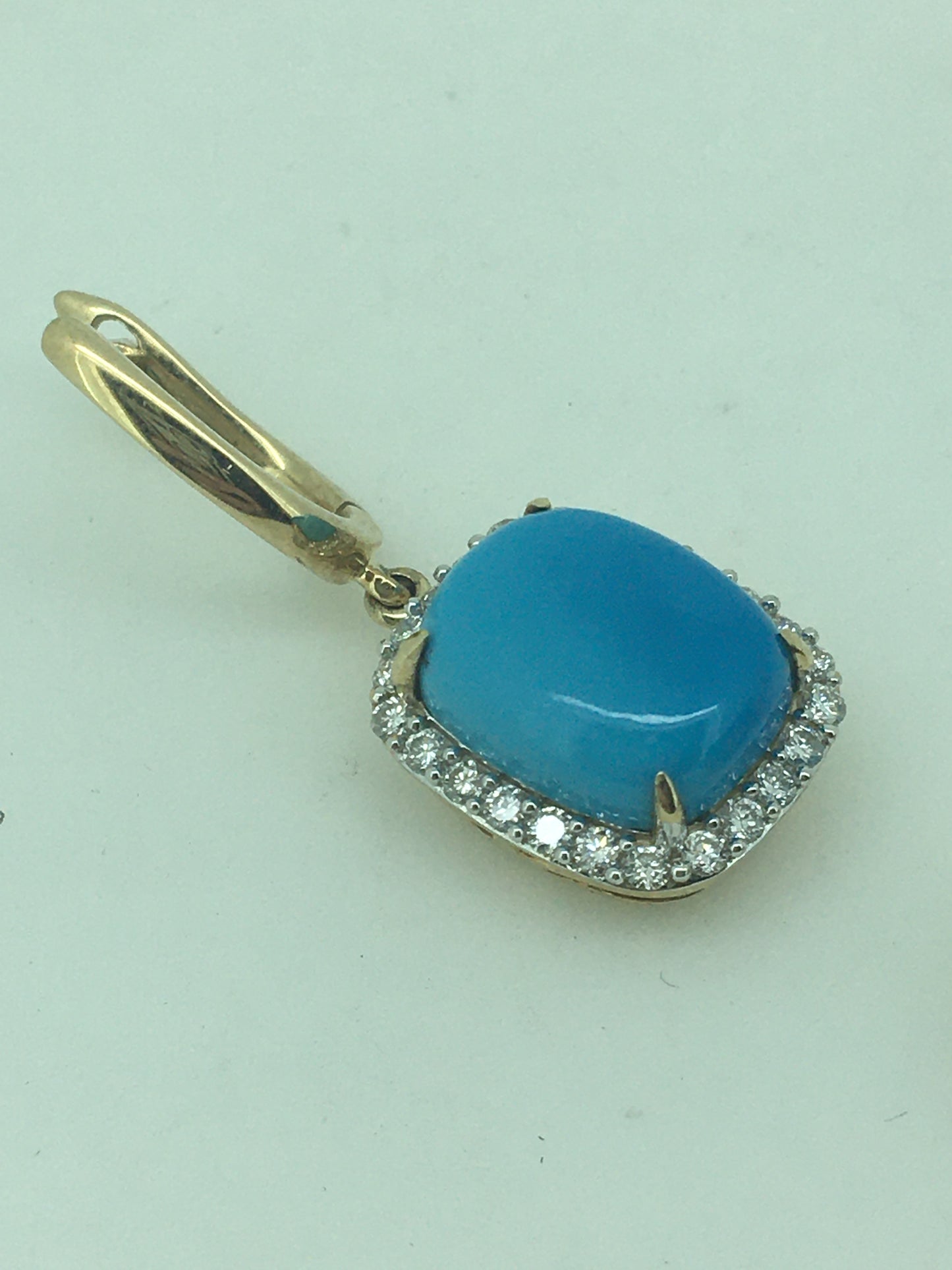9ct Yellow Gold Turquoise & Diamond Drops
