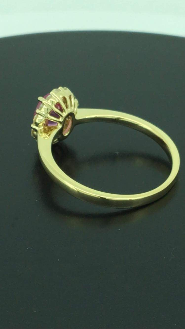 18ct Yellow Gold Pink Sapphire & Diamond Ring
