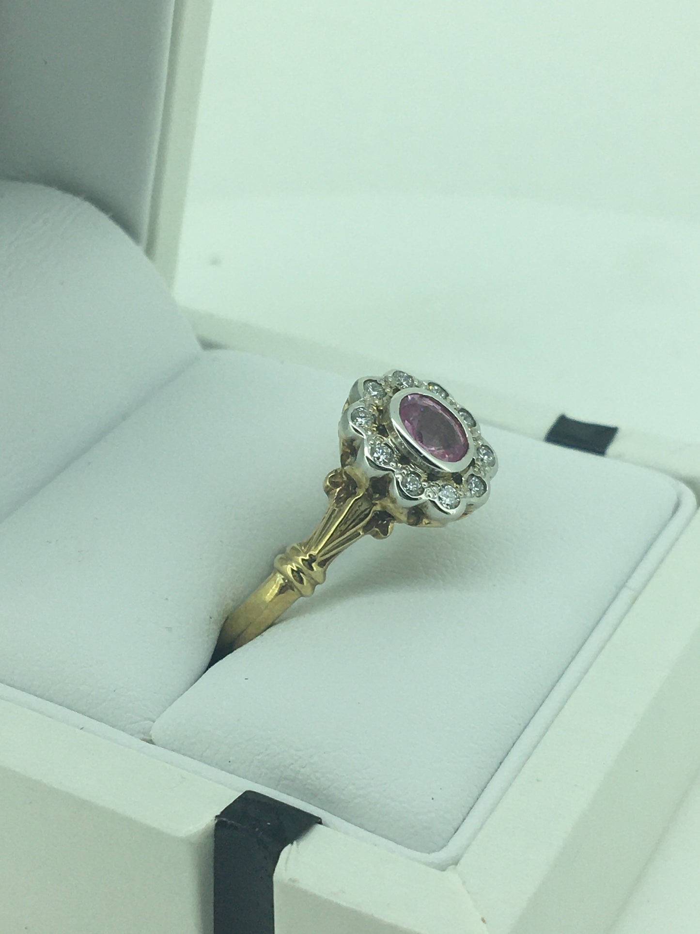 9ct Yellow Gold Pink Sapphire & Diamond Ring