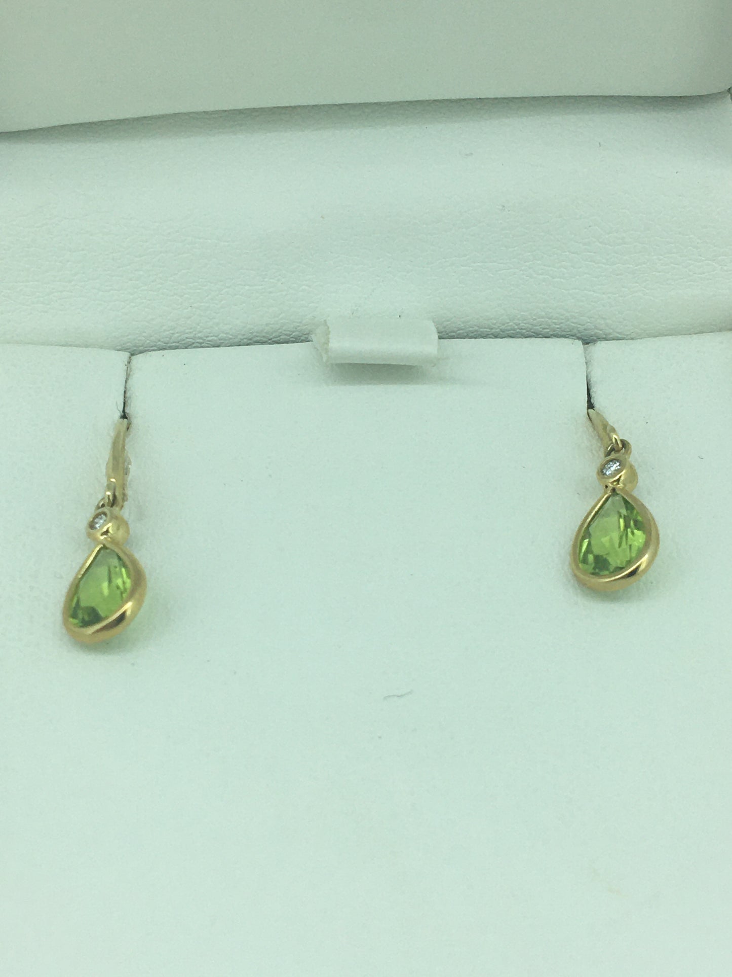 9ct Yellow Gold Peridot & Diamond Drops