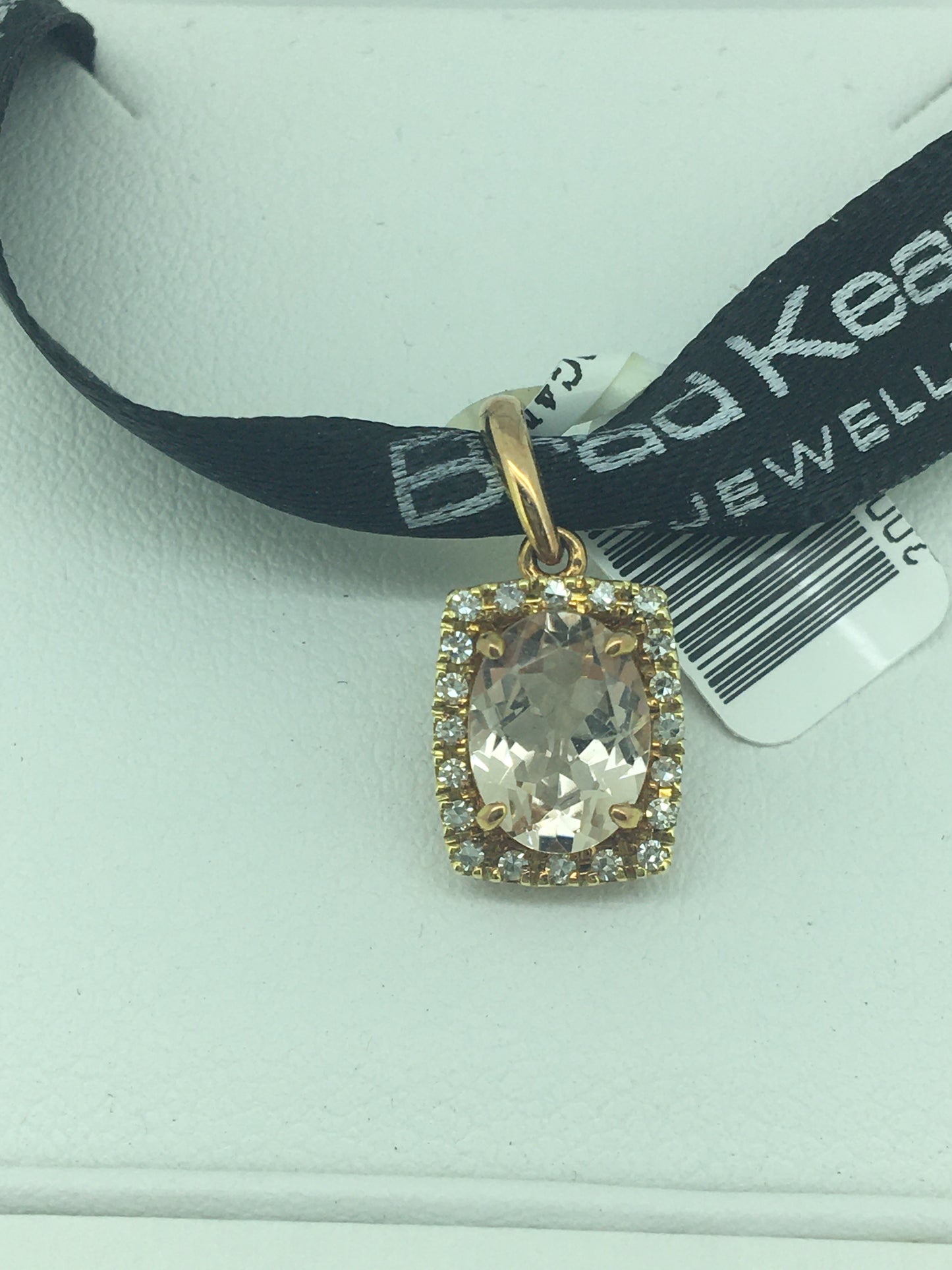 9ct Rose Gold Morganite & Diamond Pendant