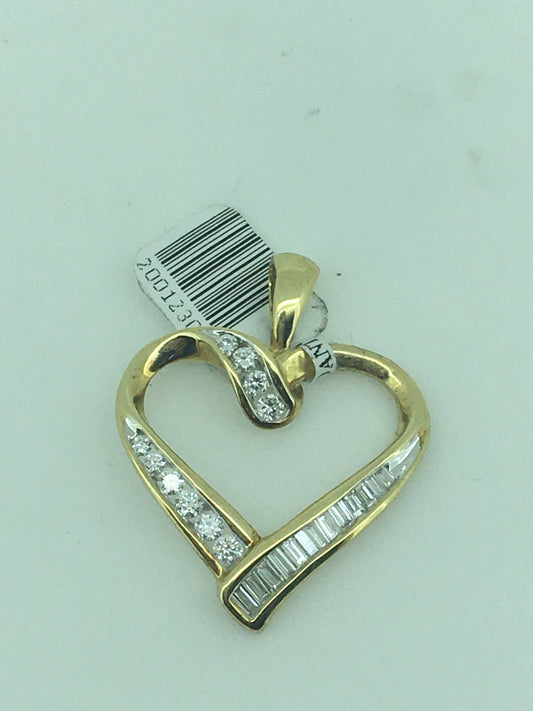 9ct Yellow Gold Diamond Set Heart Pendant